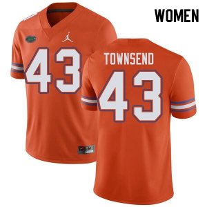 Women's Florida Gators #43 Tommy Townsend NCAA Jordan Brand Orange Authentic Stitched College Football Jersey FBV6662YE